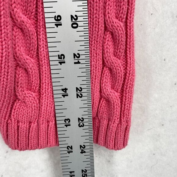 L.L. Bean Chunky Cable Knit Full Zip Sweater Women's 2X Pink Mock Neck Preppy - Picture 9 of 12